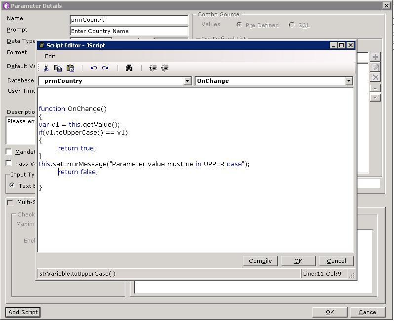 Add custom java script to report code
