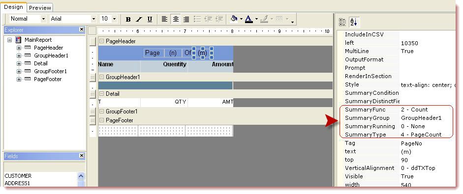 Page total property settings