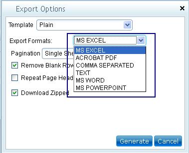 OLAP export options