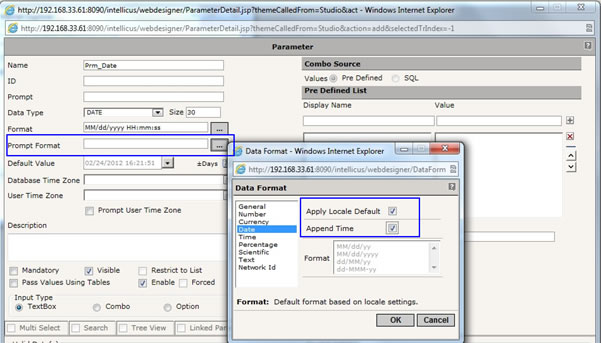 Standard parameter time with locale format